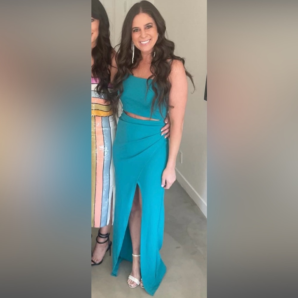 Teal Maxi Wedding Party Prom Dress